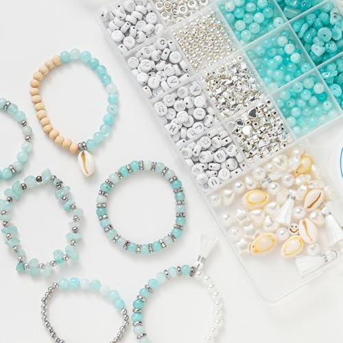 Xyliise Bracelet Making Kit Natürliche Perlen Set for Adults Beads for Bracelets Silver Jewelry Making Supplies DIY Jewelry Necklace Earrings (CZ006-Light Blue) - Image 4
