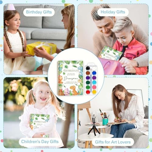 Dinosaur Pattern Watercolor Workbook,Water Coloring Book with Animal Designs on Premium Paper,12 Beginner Friendly Sketched Illustrations,Perfect for Gifting to Spark Creativity & Joy for Adults - Image 6