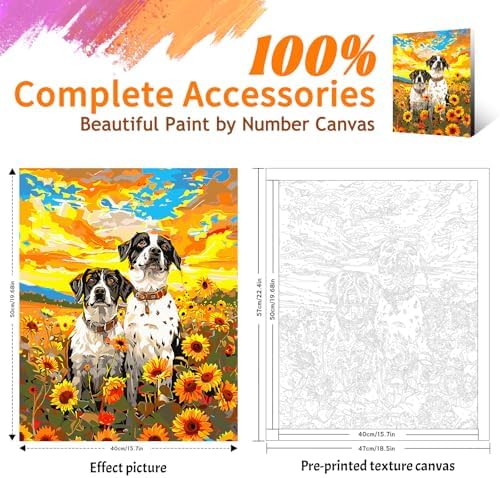 Yunnuo Dog Paint by Numbers Kit for Adults Beginners,Sunflower, 16X20 inch - Image 2