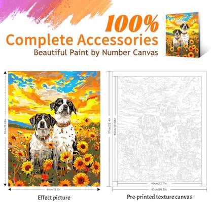 Yunnuo Dog Paint by Numbers Kit for Adults Beginners,Sunflower, 16X20 inch - Image 2