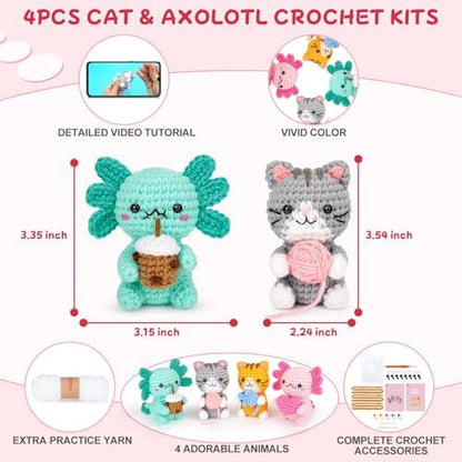 Crochet Kit for Beginners, Axolotls Cat Crochet Kit for Adults Beginner - Image 4