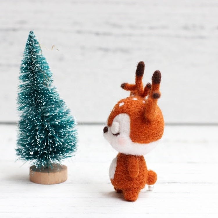 Wizardi Beginner Needle Felting Kit for Adults - Deer. Animal Felting Kit 8x5x3.5cm. Felting Tools. Wool Felting Supplies. Felt Crafts. Wool Felt. F07N8-W2 - Image 3