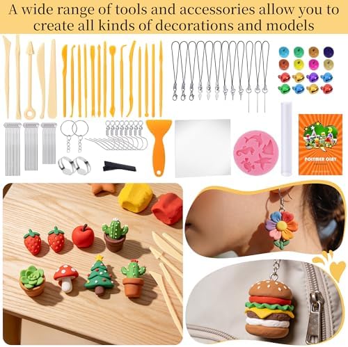 175 Pcs Polymer Clays 80 Bright Colors Oven Bake Clay Non-Sticky Modeling Clay DIY Starter Kit with Sculpting Tool and Accessories for Beginner Artists Jewelry Making Craft Gifts - Image 3