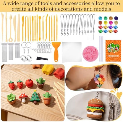 175 Pcs Polymer Clays 80 Bright Colors Oven Bake Clay Non-Sticky Modeling Clay DIY Starter Kit with Sculpting Tool and Accessories for Beginner Artists Jewelry Making Craft Gifts - Image 3