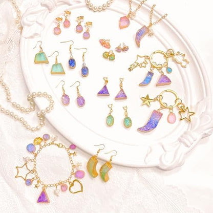 FUNSHOWCASE Geode Epoxy Resin Silicone Molds Set Jewelry Making Kits for Necklace Pendant Earrings Bracelet Charms 33 Shapes 0.35-1.65inch - Image 6
