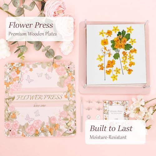 Flower Press Kit – 11"x11" Large Wooden Plant Press for DIY Pressed Flowers & Bouquet Preservation | Scrapbooking & DIY Crafts | Craft Kit for Adults & Teens | Ideal Gift for Nature & Art Lovers - Image 4