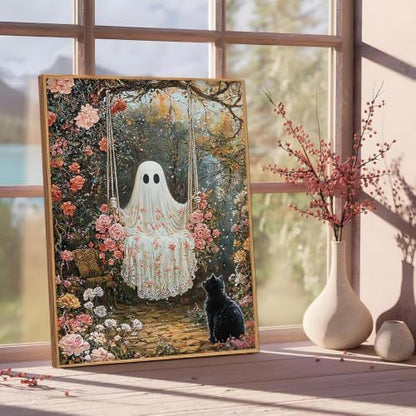Halloween Cats Paint by Numbers Kit for Adults Framed Canvas, Frameworkless - Image 4