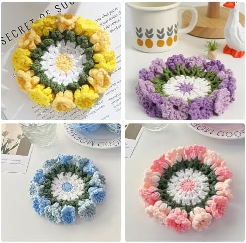 KyeeaDIY Crochet Kit for Beginners, Crochet Starter Kits, Coaster Flower Knitting Crocheting Kits with Step-by-Step Video Tutorials, Complete Crochet Kit for Adults Decoration - Image 4