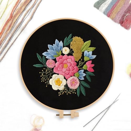CREAWONDER Canvas Tote Bag Embroidery Kit with Pattern for Beginners, Arts and DIY Embroidery Crafts Kits for Adults, Include Instructions, Embroidery Hoops, Color Threads and Tool - Image 3