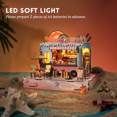 DIY Miniature House Kit (Sweet Dessert Truck) Tiny Dollhouse Kits for Adults to Build, Mini Model Kits with LED, Wooden Adults Crafts Puzzles, Birthday Gifts for Family Friends - Image 5