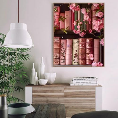 Canrichshop Books Paint by Numbers Kit for Adults,Bookshelf DIY Acrylic Painting Kit for Beginners Unframed,Flowers Easy Adult Paint by Number Kits on Canvas for Decor 16x20inch - Image 3