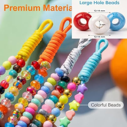 Large Hole Beads Carabiner Bag Charm Beads 200pcs Heart Jumbo Hair Bead Acrylic Big Hole 5mm Macrame Chunky Bead with Large Holes for Keychain Bag Charm - Image 5