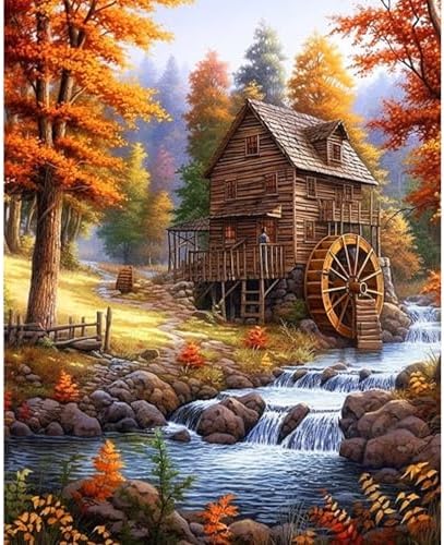 Fountor Fall Landscape Paint by Numbers Kit for Adults Beginner 16x20 Inch by Fountor