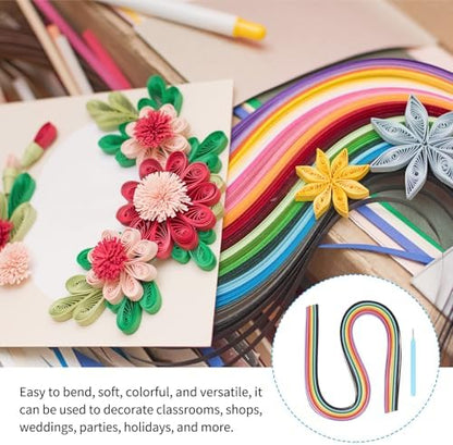 MECCANIXITY Paper Quilling Kit, 21.3 Inch 5mm 24 Colors Paper Quilling Strips with Blue Pen for Beginners DIY Hand Crafts Teaching Tools Flower Decoration(Multi-Colored, Pack of 120) - Image 5