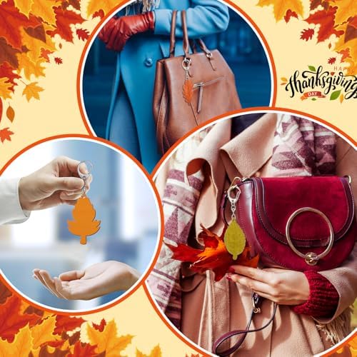 Trnayi 36 Pcs Maple Leaf Wood Keychain Color Your Own DIY Craft - Image 5