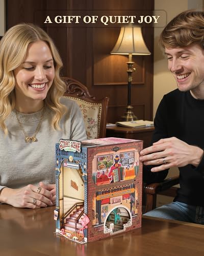 Rolife DIY Book Nook Kits for Adults, Miniature Dollhouse Booknook Kit, 3D Wooden Puzzle Creative Decorative Bookends Bookshelf Diorama Insert Crafts Hobbies Gifts (Street Scene) - Image 7