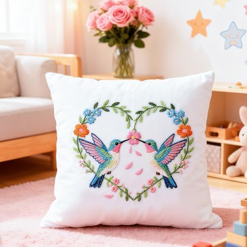 BEUNITONE 4 Set Wreath and Bird Pattern Embroidery Kit for Adult Beginners - Image 7