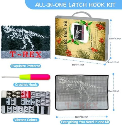 MIAOLLUN Latch Hook Kits for Adults Beginner 3D Dinosaur Pattern Printed Canvas Crochet Needlework Craft Rug Cushion Mat Tapestry 20.5X15 Inch,T.rex - Image 6