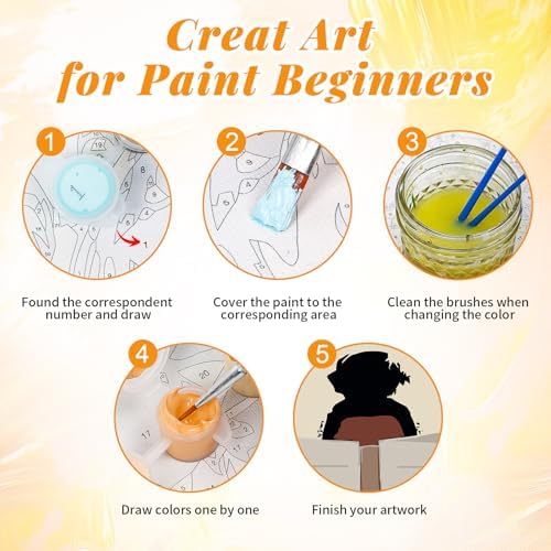4 Pack Framed Paint by Numbers Kit for Adults, Book Lover, 8 x 12 Inch - Image 6