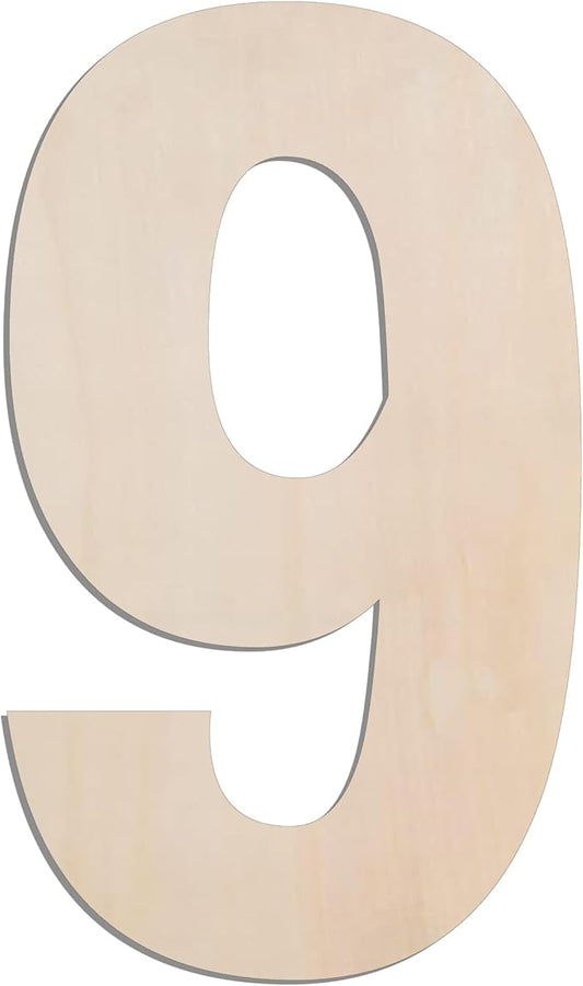 MGTECH 17 Inch Large Wooden Number 9, 1/4 in Thick Big Wood Number for Crafts and Wall Decor