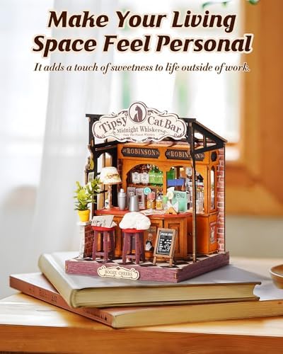Rolife Tipsy Cat Bar DIY Miniature House Kit for Adults - Image 2