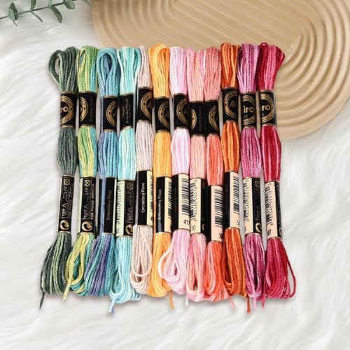 12 Skeins 105 Yards Colorful Cross Stitch Floss Embroidery Thread 6 Ply Variegated Friendship String Polyester Threads Bulk for Sewing Making Bracelets Clothes Stitching Decor Crafts DIY - Image 7