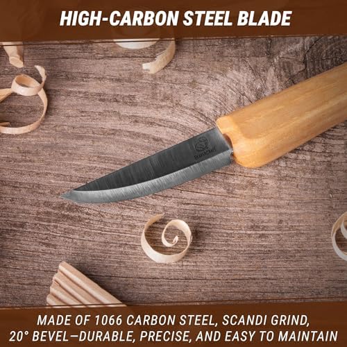 BeaverCraft Sloyd Scandi Grind Whittling Knife C1M Basswood Carving Blocks 7PCS Whittling Wood Kit - Image 4