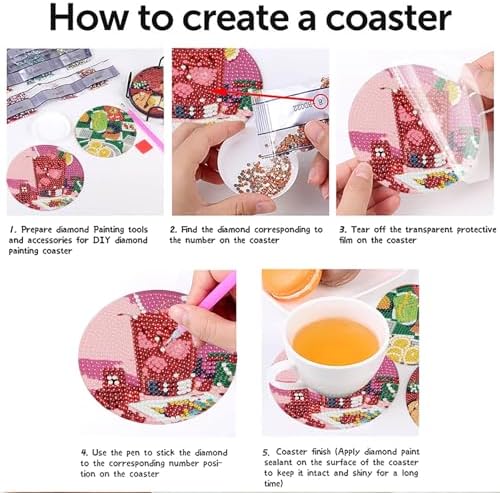 8 Pcs Diamond Art Coasters Kit for Adults Beginners, Poker Diamond Painting Coasters with Holder, 5D Cocktail Gem Art DIY Crafts Diamond Dots for Gift - Image 6