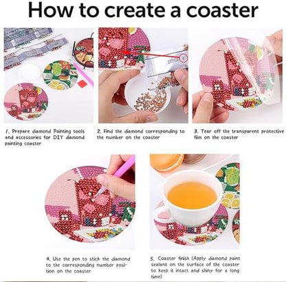 8 Pcs Diamond Art Coasters Kit for Adults Beginners, Poker Diamond Painting Coasters with Holder, 5D Cocktail Gem Art DIY Crafts Diamond Dots for Gift - Image 6