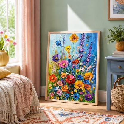 NXIKYO Wild Flowers Paint by Numbers Kit for Adults Beginner, Colorful Adult Paint by Number Kits on Canvas, DIY Acrylic Oil Easy Painting by Numbers for Home Wall Decor 16 X 20 inch (Without Frame) - Image 3