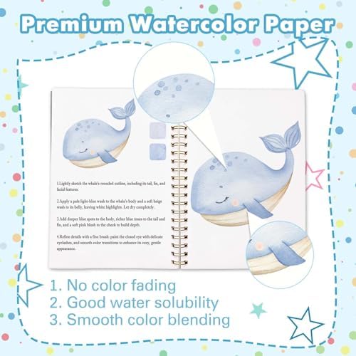 Under the Sea Watercolor Workbook, Water Coloring Book with Ocean Animal Designs on Premium Paper,12 Beginner Friendly Sketched Illustrations,Perfect for Gifting to Spark Creativity & Joy for Adults - Image 3