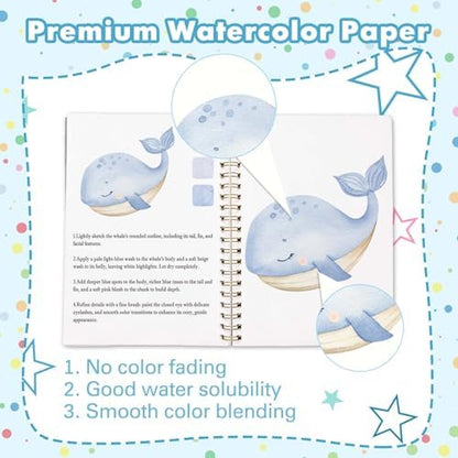 Under the Sea Watercolor Workbook, Water Coloring Book with Ocean Animal Designs on Premium Paper,12 Beginner Friendly Sketched Illustrations,Perfect for Gifting to Spark Creativity & Joy for Adults - Image 3