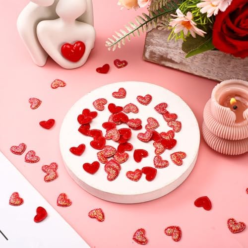 Tatuo 300 Pcs Valentine's Day Felt Hearts Decoration Glitter Felt Hearts Confetti Mini Heart Shapes Decorative Confetti for DIY Crafts Valentines Wedding Party Decor(Red) - Image 6