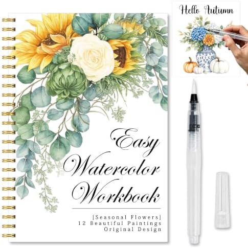 Seasonal Flowers Watercolor Workbook, 12 Design Wildflower Painting Book by Unknown