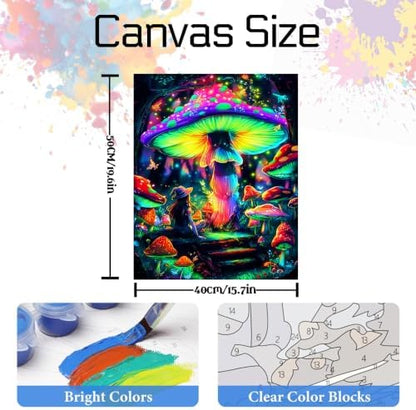 Nancency DIY Paint by Number for Adults,Painting Kits for Adult,Color by Numbers,Paint by Number Canvas Crafts Watercolor for Beginner Room Decor (Mushroom) - Image 3