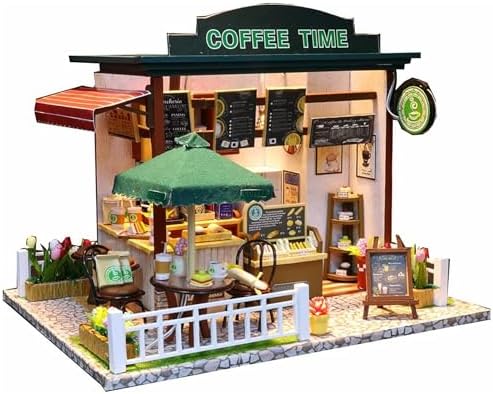 Flever Dollhouse Miniature DIY House Kit Creative Room with Furniture for Romantic Valentine's Gift (Time Cafe) by Flever