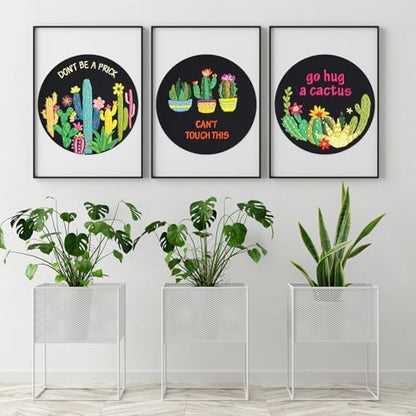 Louise Maelys 3 Pack Funny Cactus Embroidery Kit for Beginners DIY Craft - Image 6