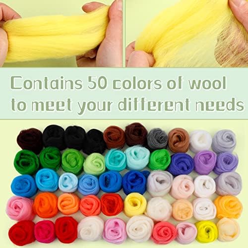 JUPEAN Needle Felting Kits for Beginners Adults 50 Colors Wool Felting Kit - Image 5