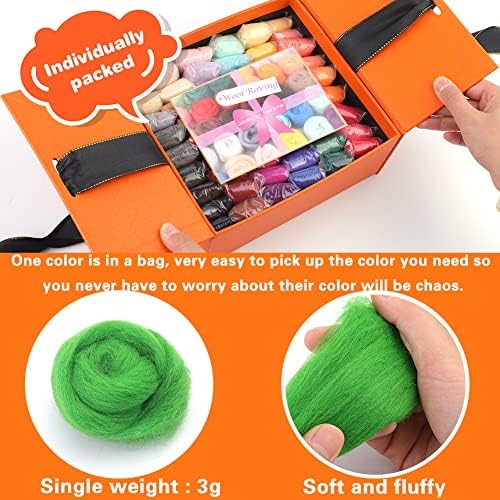 Mayboos 54 Colors Needle Felting Wool, 5.71oz Wool Roving - Image 2