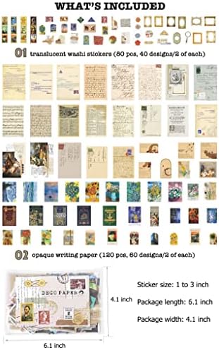 Knaid Vintage Scrapbook Supplies Pack (200 Pieces) for Junk Journal Bullet Journals Planners Aesthetic Paper Stickers Craft Kits Cottagecore Collage Album (Artistic) - Image 2