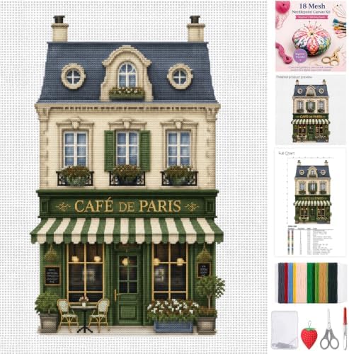 XunYee 21 Pcs Christmas Village House 18 Mesh Needlepoint Canvas Kit by XunYee