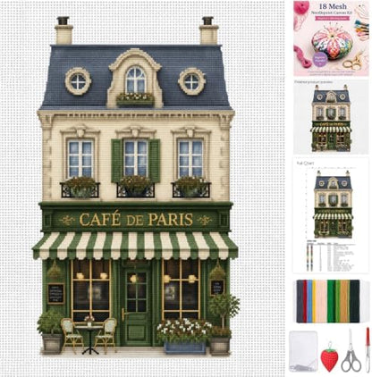 XunYee 21 Pcs Christmas Village House 18 Mesh Needlepoint Canvas Kit by XunYee