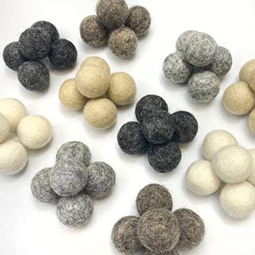 Wildflower by hu hands Weathered Naturals Wool Felt Balls (50) Pom Poms in Neutral Earth Tones for Crafts, Garland, & Decor .8-1 Inch Size | Hand Felted in Nepal 100% NZ Wool | Bag Included - Image 5