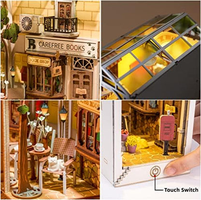 Rolife LED Book Nook Kit-Decorative Bookend Stand-3D Wooden Puzzle for Adults-Bookshelf Insert Booknook-Room Decor for Teen Girls Boys Women Men - Image 3