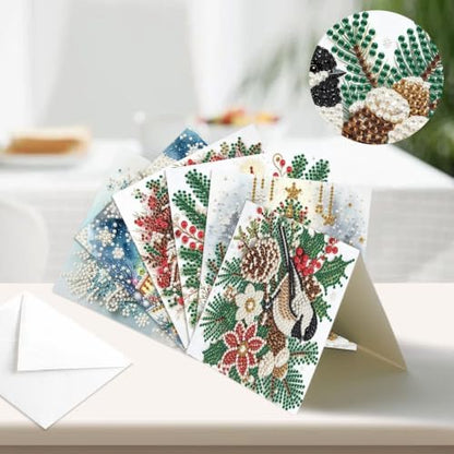 Artiphile DIY Pearl Art Painting Greeting Card Set Crafts Decor 6-Piece Foldable Cards Kit with Envelopes and Tools for Holiday Wishes Adult Crafting Project-Christmas-3 - Image 2