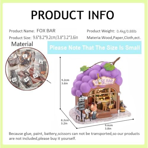 Dollhouse Miniature DIY House Kit,Mini 3D Wooden Doll House Craft Model with LED Creative Room Perfect DIY Gift for Friends, Lovers and Families (Bar) - Image 6