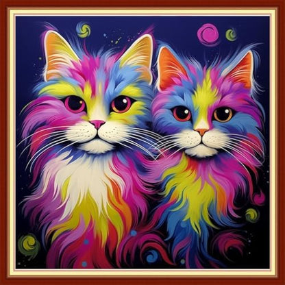 Joyhoor Stamped Cross Stitch Kits for Beginners, Needlepoint Kits for Adults, 11CT Counted Embroidery Kits-Colorful Cat 18x18 inchs by JoyhoorCrossStitchKits