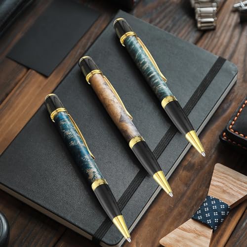 Colarr 12 Pack Woodturning Pen Kit Twist Ballpoint Pen Kit, Gold - Image 4
