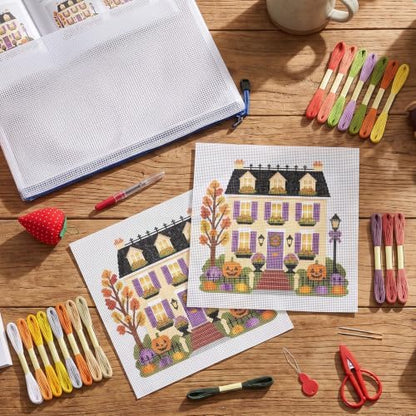 XunYee Needlepoint Canvas Kit, Halloween Happy Neighborhood Trick or Treat Townhouse - Image 4