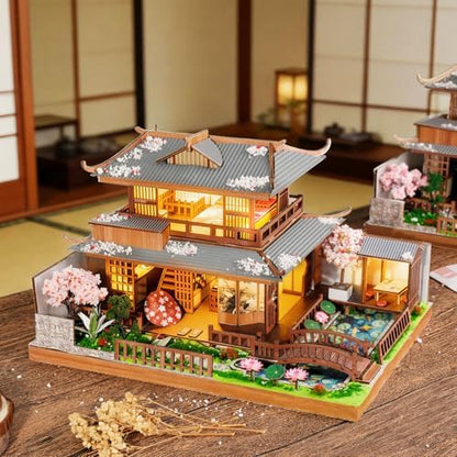 DIY Tiny House Building Kit for Adult Mini Japanese Cherry Blossom Miniature House Kit 3D Puzzles Tiny Home for Adults Unique Doll House Kit Gifts - Image 2